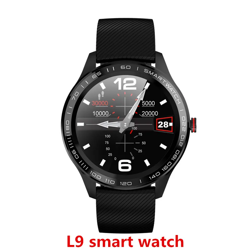 L9 black gum L8 Смарт часы, L9 Смарт часы es, мужские IP68 Водонепроницаемый пульсометр Шагомер Секундомер Bluetooth Фото спортивные фитнес часы PK L5 - Цвет: L9 black gum