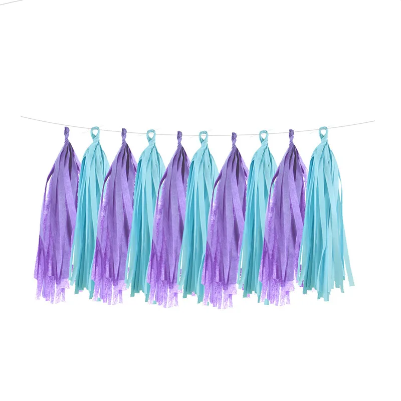 tassel set 4 Бумажный баннер в виде русалки для девочек, украшение для дня рождения, гирлянда в виде хвоста русалки, украшение для девочек - Цвет: tassel set 4