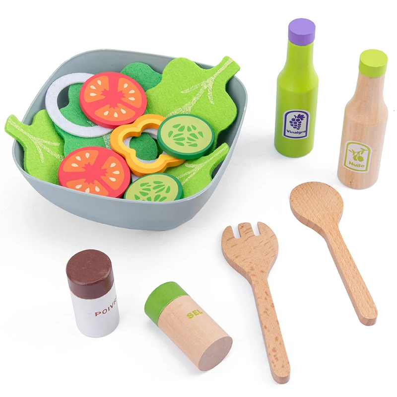 

Children's Kitchen Toys DIY Vegetable Salad Cooking Pretend Play Funny Miniature Food Wooden Toys For Girls Kids Kitchen Toy Set
