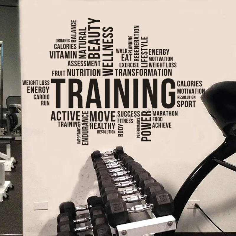Fitness Training Word Cloud Wall Sticker Sports Workout Club Decor Crossfit Inspirational Vinyl Decal Gym Studio Poster AZ856 | Дом и сад