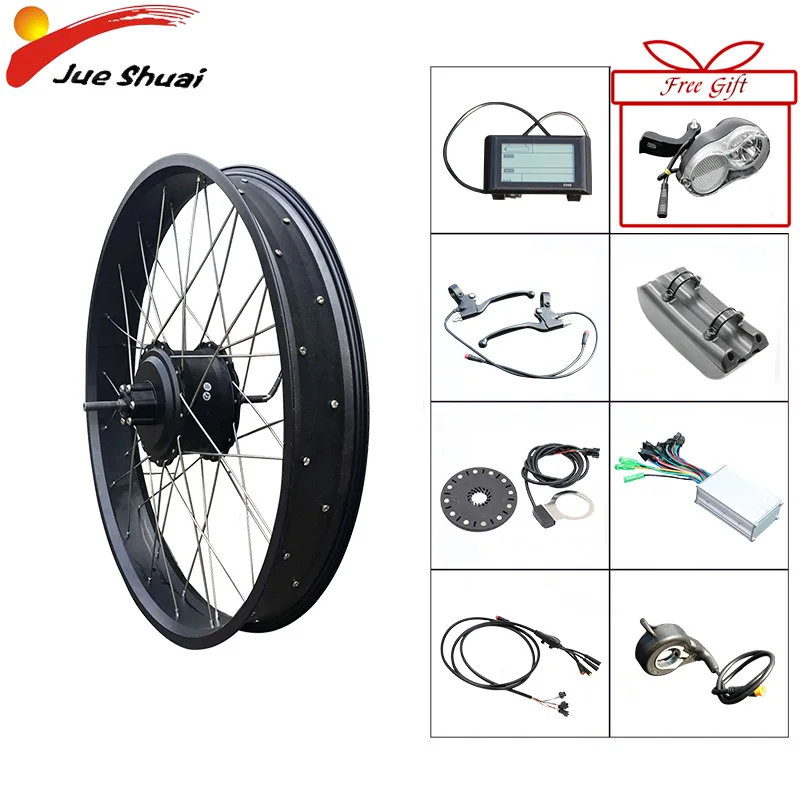 20''26'' 4.0 Fat Tire Electric Bike Kit High Speed 48V 1000W Rear Hub Motor E bike Conversion Kit Snow Beach Bike Free Shipping