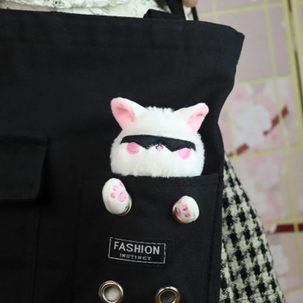 

Anime Jujutsu Kaisen Gojo Satoru Canvas Bag Large Capacity Student Shoulderbag Gifts with Plush Cat Pendant