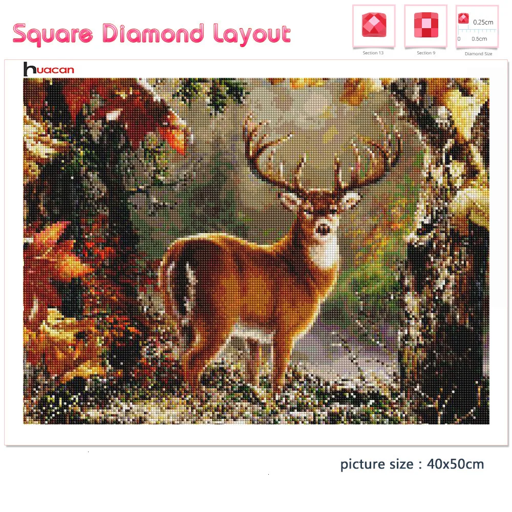 Huacan Алмазная живопись олень рукоделие вышивка крестиком картины стразами