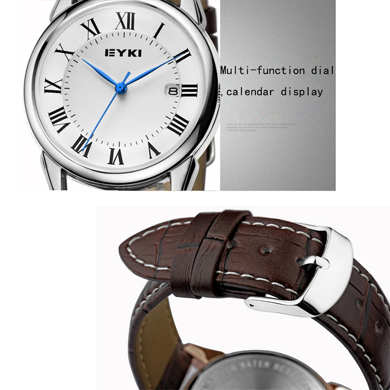 

NO.2 Brand Couple Watches Women Calendar Big Dial Quartz Watch Men Leather PU Waterproof Wristwatch Clock Relogio Reloj