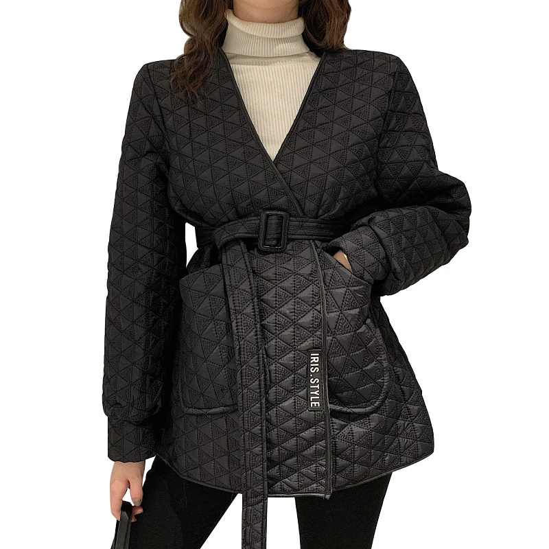 Корейское Ретро клетчатое тонкое Свободное пальто модное элегантное с v образным