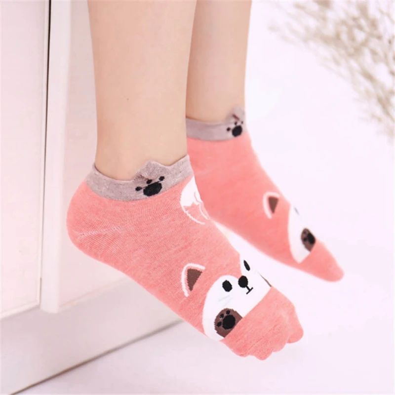 Осенне-зимние модные женские хлопковые носки с животными панда лиса кролик