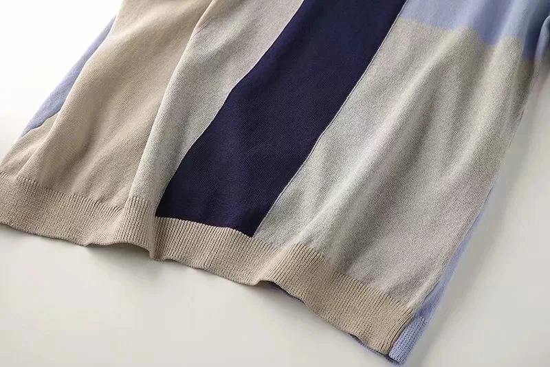 

Women's Top shirt Knitted stitching multi-color design loose personality DM001