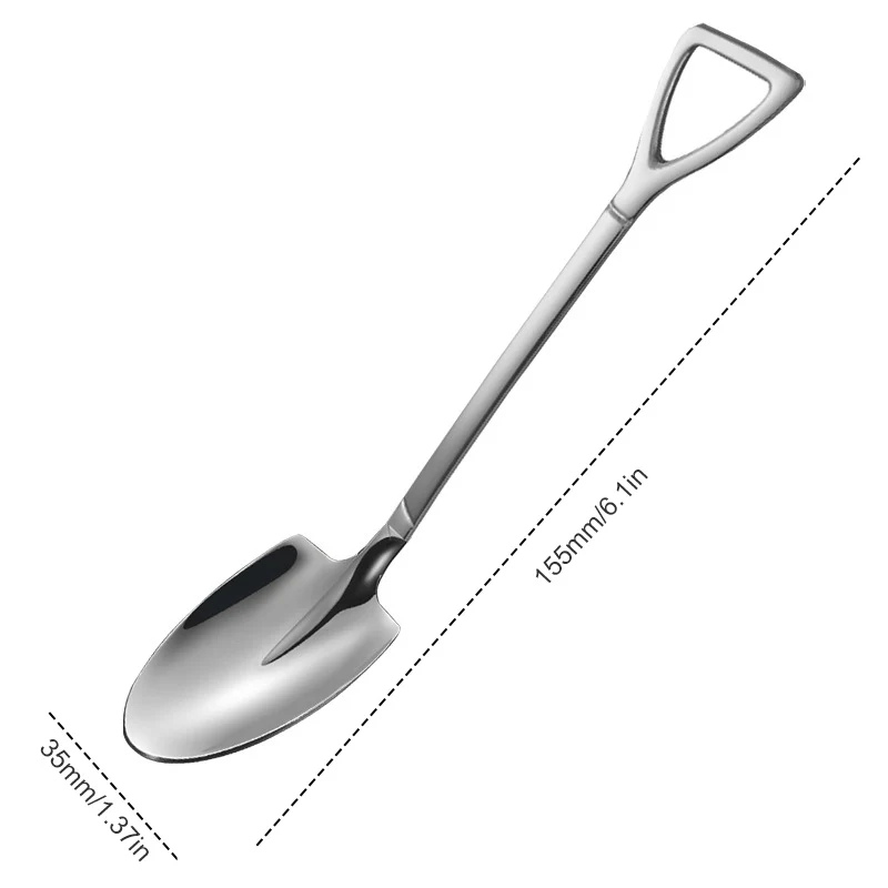 

10Pcs Stainless Steel Shovel Spoon Set Creative Shovel Coffee Spoon Dessert Spoon Christmas Gift Tableware Spoon Shovel