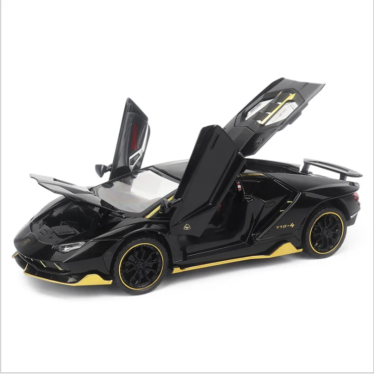 

1: 24 lambo 770 Gini sports car model simulation alloy children's toy car model children's toy car model birthday gift black ar