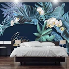 Фотообои 3D стерео синие листья цветы роспись Гостиная Спальня домашний декор тропические растения настенная живопись Papel De Parede