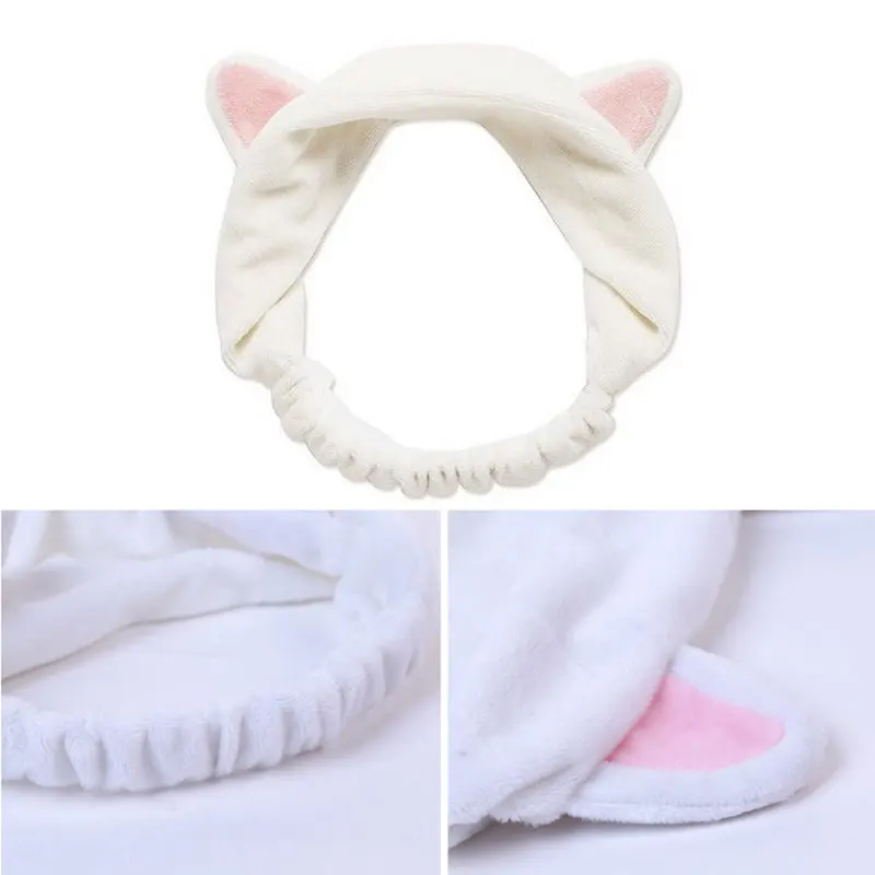 Милая головная повязка с кошачьими ушками мягкая для ванной стирка макияжа мытья