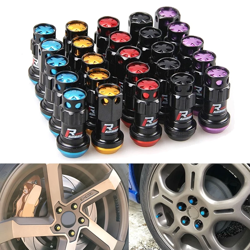 

20Pcs High Quality R40 Style Steel Racing Wheel Lug Nuts Racing Composite Lock Lug Nuts with Security Key M12x1.5/1.25
