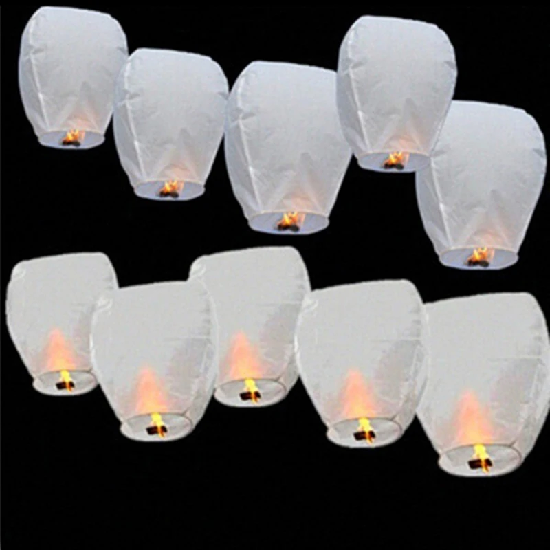 

Chinese White Paper Wishing Lanterns Fly Candle Lamps Christmas Party Wedding Decoration