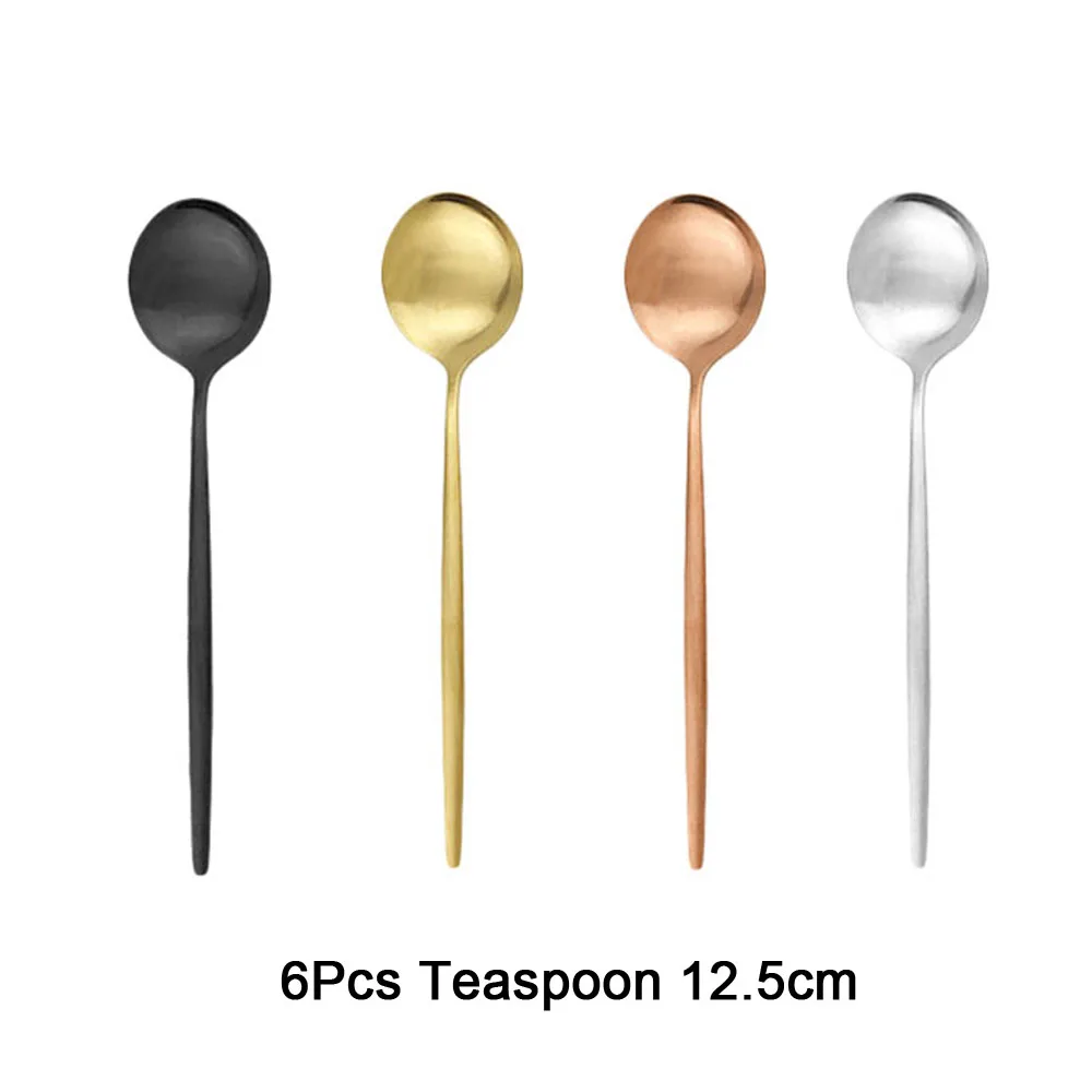 

6Pcs Matte Colorful Tea Spoon Dessert Ice Cream Stainless Steel Spoons Stirring Coffee Spoon Kitchen Accessories Flatware