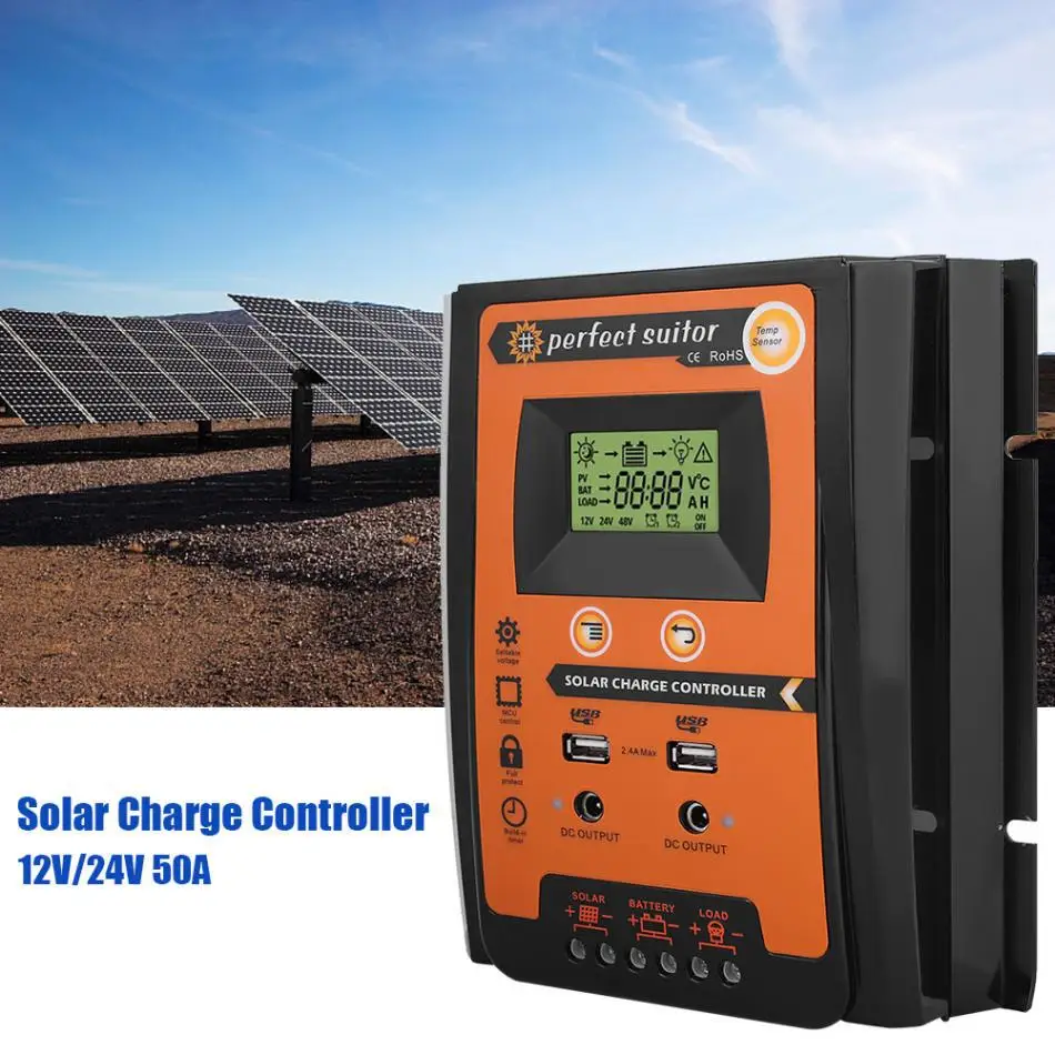 

30A 50A 70A Solar Charge Controller 12V 24V Dual USB Regulador Solar IP32 PWM Solar Panel With LCD Display Load Timer