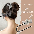 Приспособление для волос, инструмент для плетения волос, приспособление для ленивых вьющихся волос, Шпилька для волос с бабочкой, цветочные бутоны, искусственные волосы, стиль для волос сделай сам