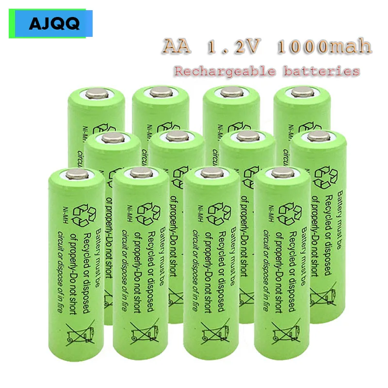 Дешевые AJQQ 50 шт/lote AA 1 2 V 1000mAh аккумуляторная батарея для забора светодиодные