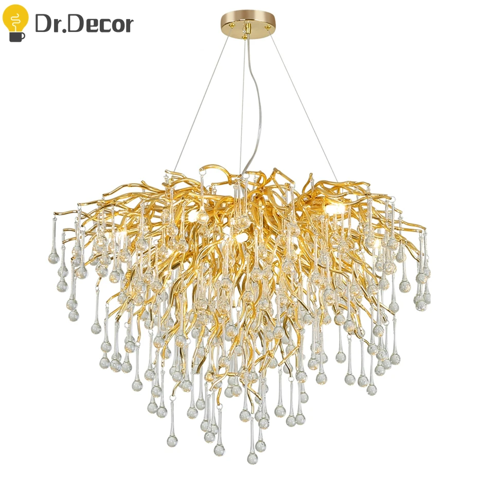 

Modern Chandelier Crystal Gold LOFT Lighting LED Lamp Living Room Bedroom Decor Chandeliers Kitchen Island Indoor Light Fixtures