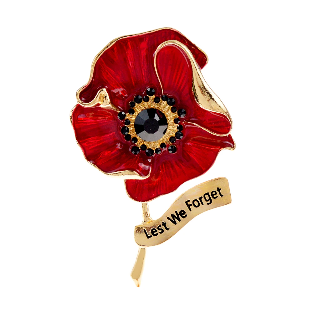 

CINDY XIANG Eanmel Red Poppies Brooch " Lest We Forgot " Pin 2 Colors Available Flower Jewelry Rememberance Day