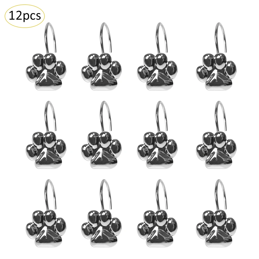 

12 PCS Curtain Hanging Hooks Bear Paw Shaped Metal Curtain Hook Electrochromism Color Shower Curtain Hooks Home Decor