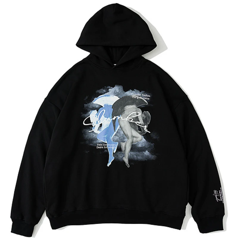 

Men Graphic Print Couple Hoodie Sweatshirt Unisex Autumn Oversize Retro Pullover Female Cotton Fleece Hoodies Tops худи оверсайз