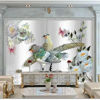 photo wallpaper chinese style color carved flower and bird painting mural background decor 3d wall paper self adhesive stickers