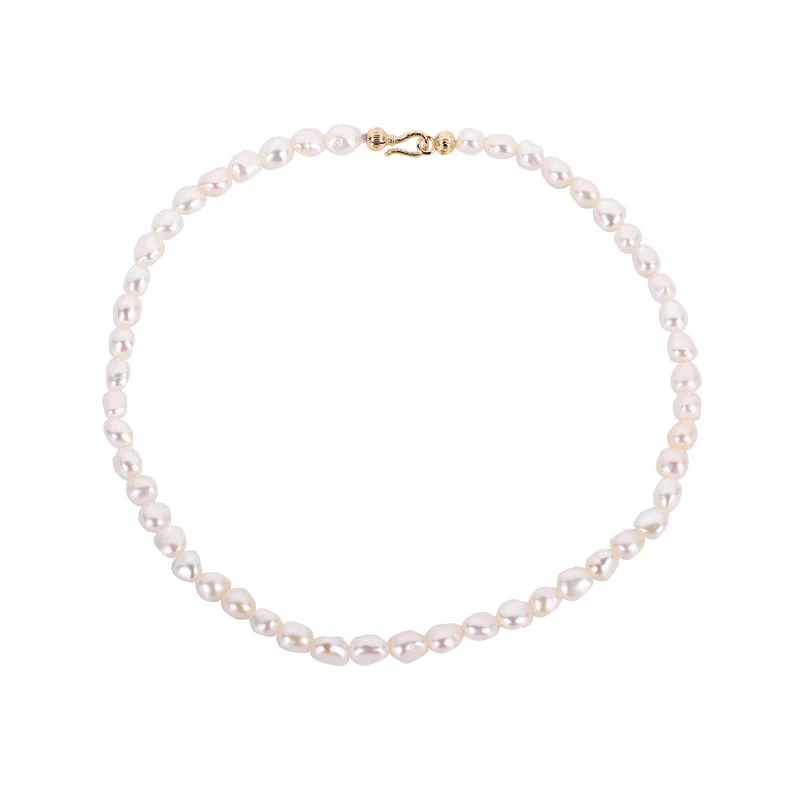 

Handmade 100% Natural Freshwater Pearl Necklace 38cm Choker Necklace Jewelry for Women