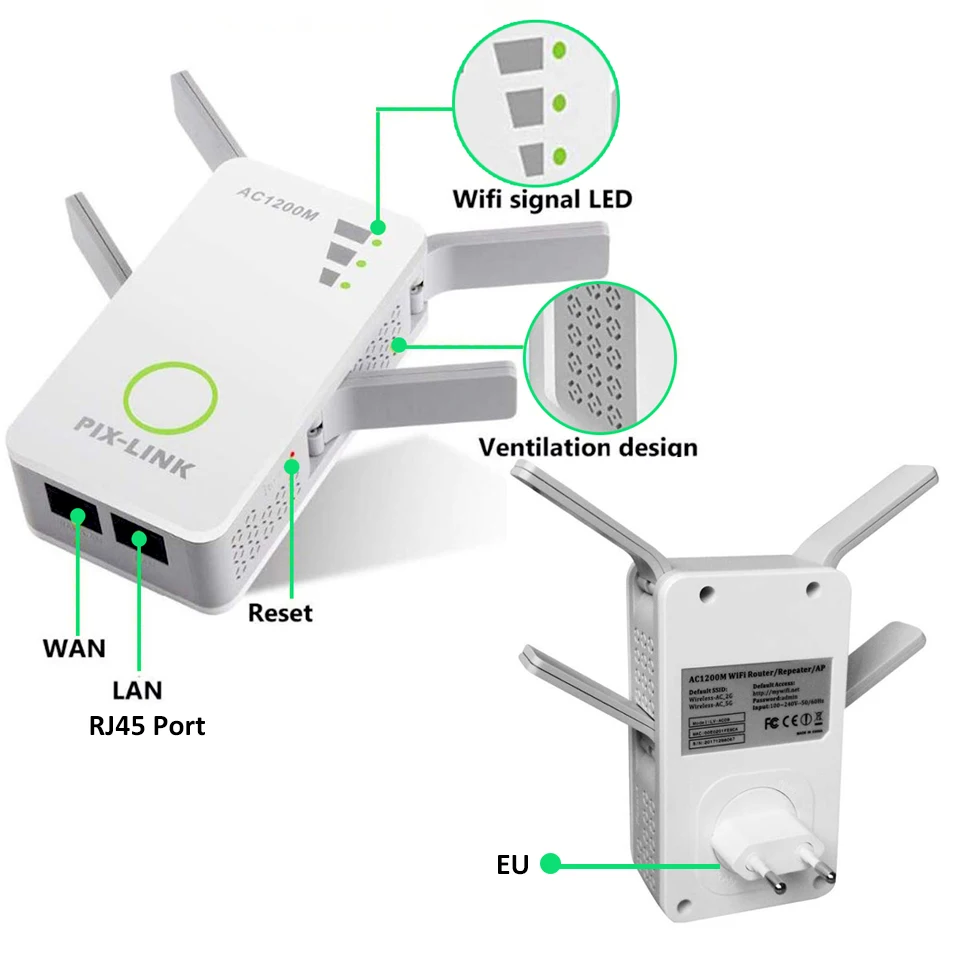 Беспроводной wi-fi 802.11n 1200 Мбит/с 2,4g маршрутизатор брандмауэра повторитель сигнала усилитель 4g для xiaomi wi fi wifi versterker