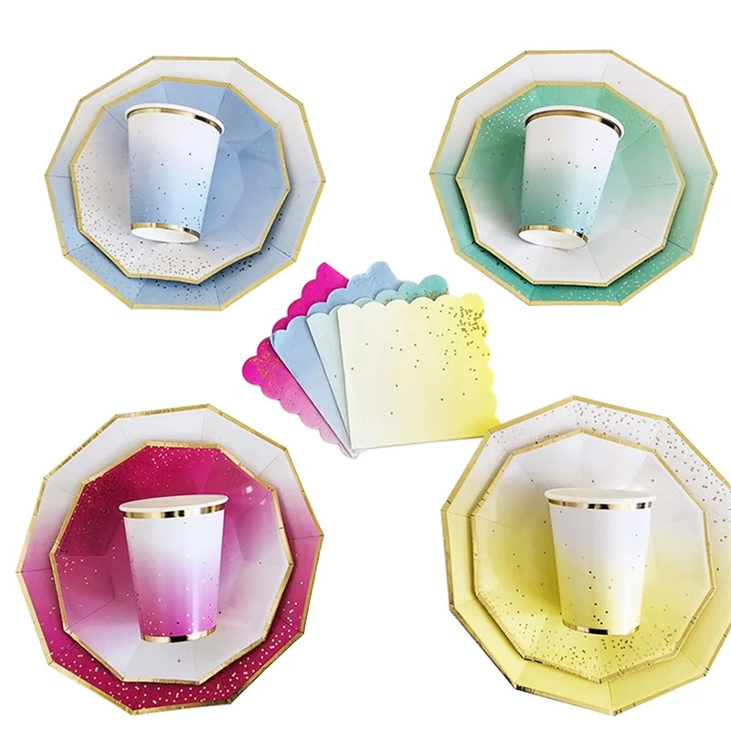 Горячая штамповка градиент одноразовая посуда бумажная чашка бумажное