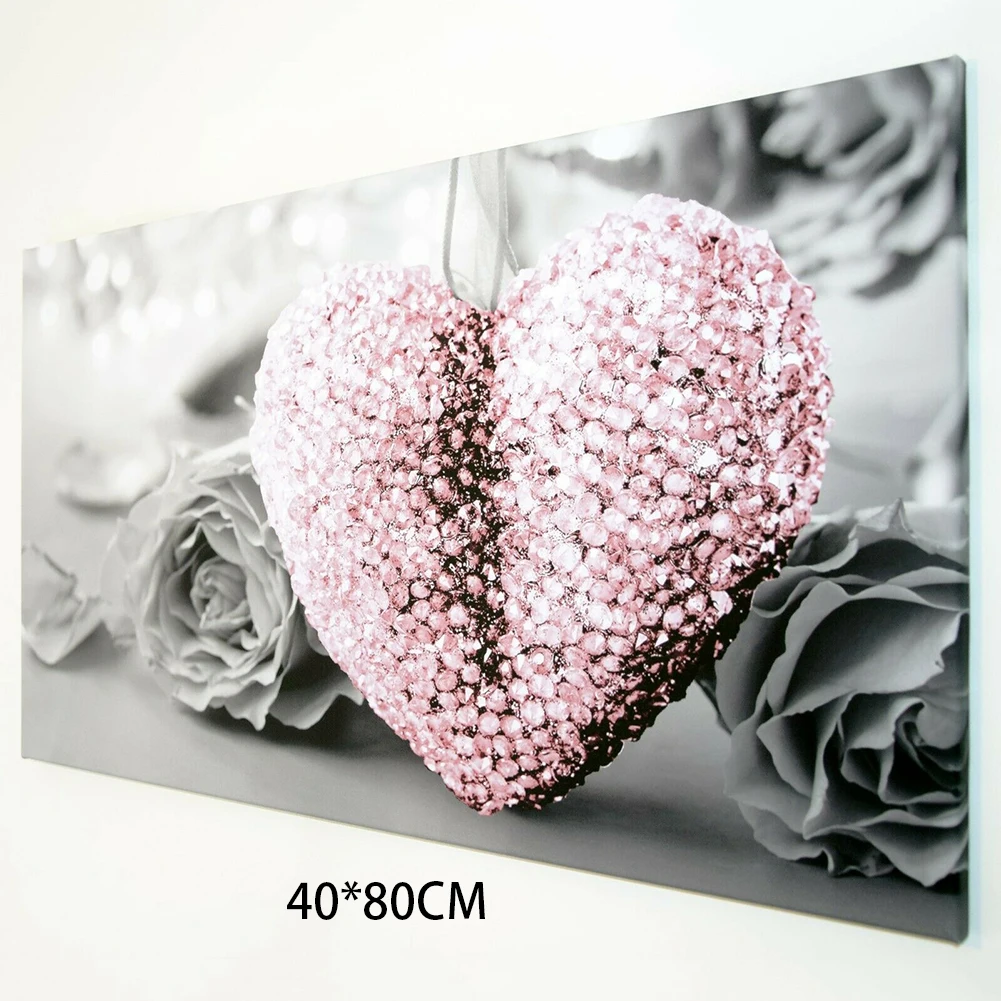 

Modern Pink Heart Canvas Printed Art Painting Hanging Home Wall Decor Unframed Pictures As Gifts Crafts Hotel Decoration 40x80cm
