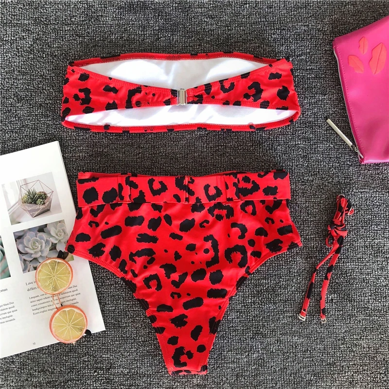 

Sexy Bikinis 2020 Women Bandeau Swimwear Bikini Set Beach Bathing Suit Women Push Up Micro Leopard Bikini Women Swimsuit