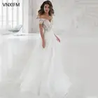 Свадебное платье с открытыми плечами, свадебные платья с аппликацией, а-силуэт, элегантные кружевные свадебные платья, 2022