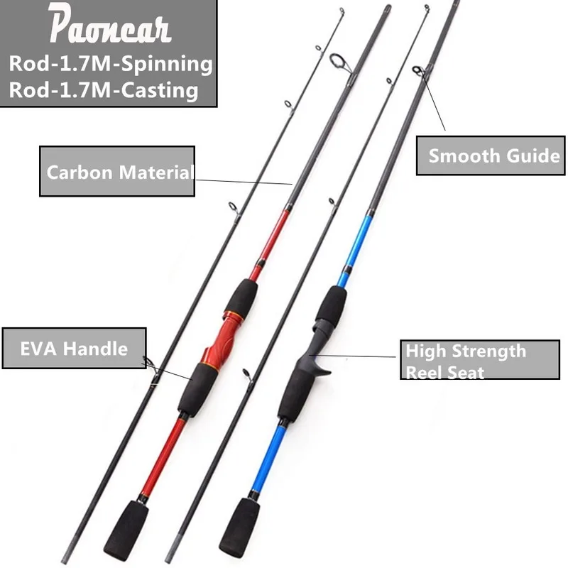 

Catch.u Fishing Rod 1.7/1.8M Spinning Casting Travel Fishing Lure Rods 2Sections M Action Carbon Fiber Hard Fishing Gear Stream