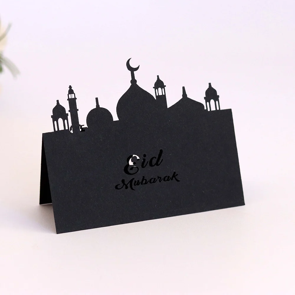 50 шт./лот Eid Mubarak лазерная пустотелая зеркальная карточка для мусульманского