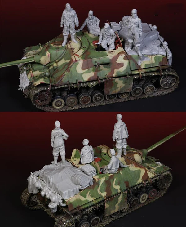 Масштаб 1/35 Неокрашенная фигурка из смолы танк экипировки 4 фигурки и аксессуары