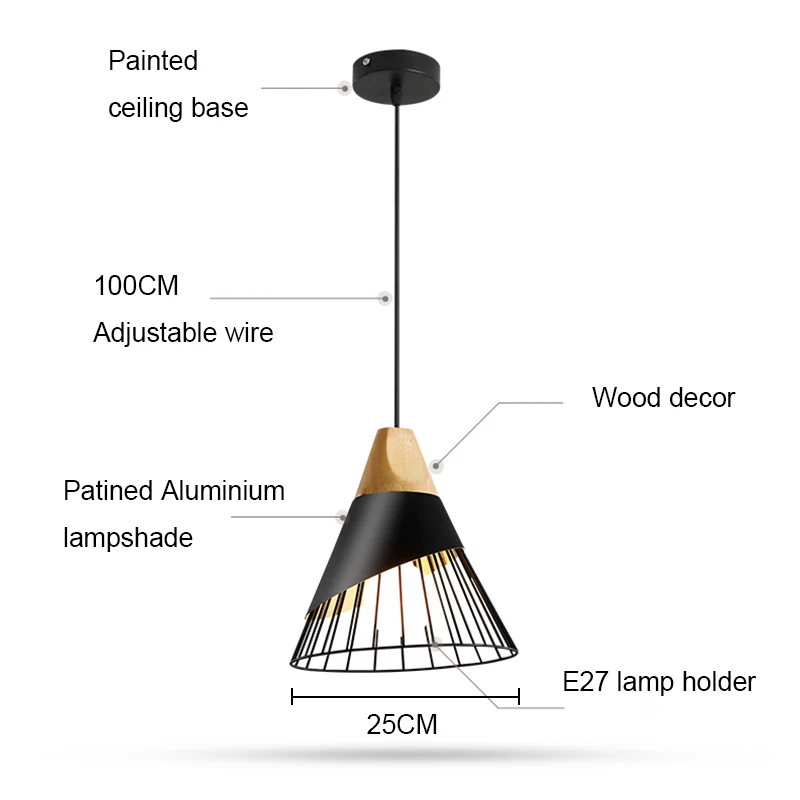 

Modern Pendant Lights Wood Lamp Dining Room Pendant Lamps Industrial Nordic Loft Hanging Lamp Restaurant Bar Kitchen Lamp E27