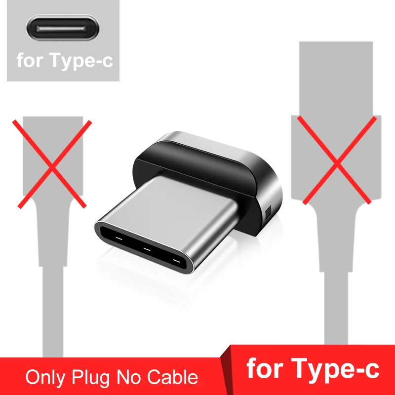 type-c plug no cable Elough Магнитный зарядный кабель для iphone кабель Micro usb type c кабель для HUAWEI P30 Магнитный кабель быстрое зарядное устройство USB C провод для передачи данных - Цвет: type-c plug no cable