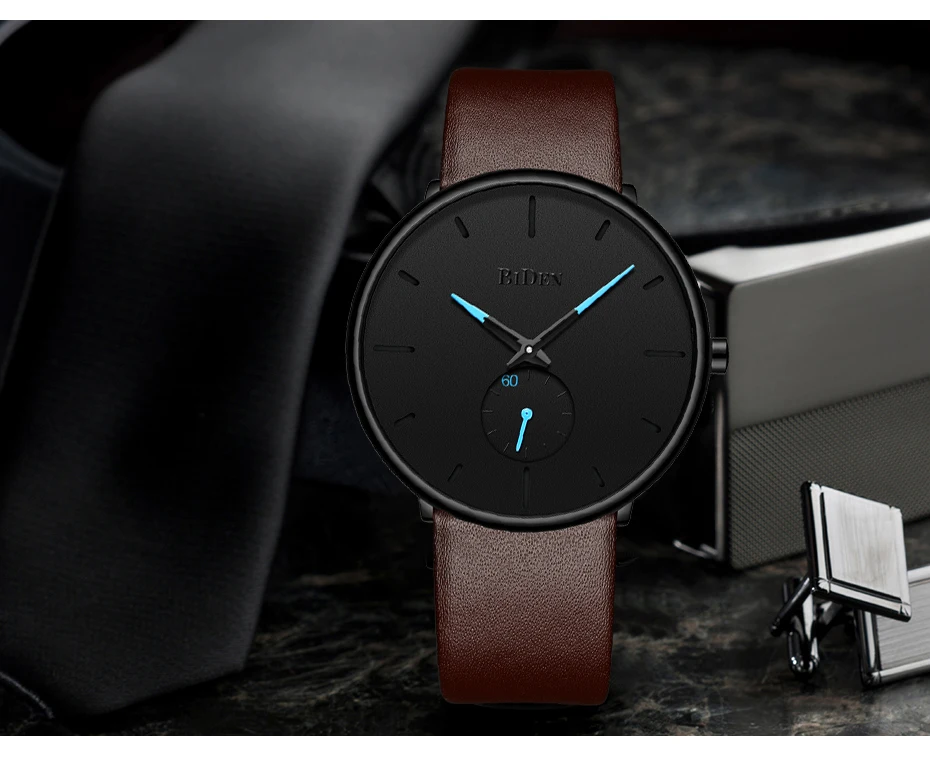 Reloj Hombre BIDEN Top Brand Luxury Men Watches Waterproof Ultra Thin Date Wrist Watch Male Mesh Strap Casual Quartz Clock