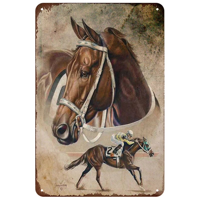 Металлическая винтажная Жестяная Табличка в форме лошади потертый Шикарный