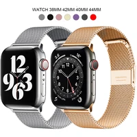 milanese loop for apple watch band 7 6 se 5 4 44mm 42mm stainless steel bracelet metal wrist strap of iwatch series 2 3 38mm 40m