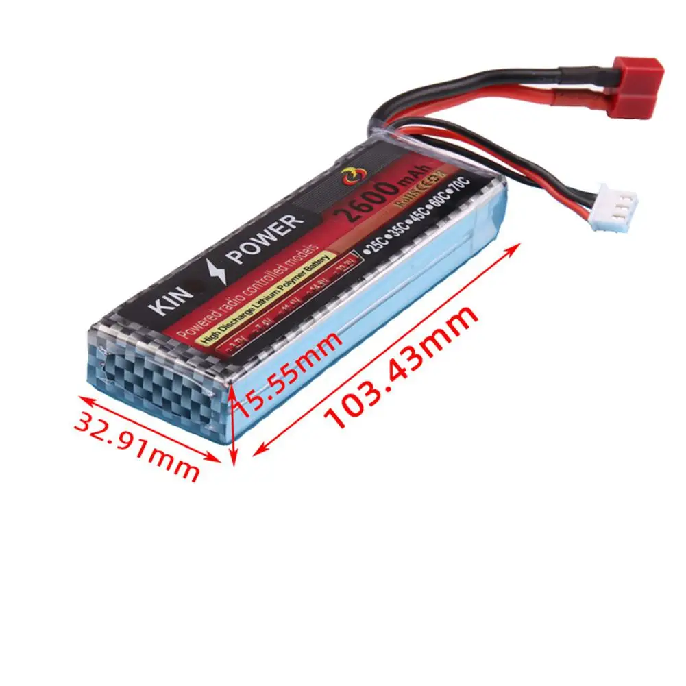 Литий-полимерный аккумулятор RCtown 7 4 В 2600 мАч T-образный разъем для WLtoys 1/14 144001