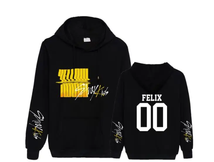 

Детские флисовые толстовки Kpop straykids с надписью и названием человека в стиле унисекс, Модный пуловер, Свободный свитшот