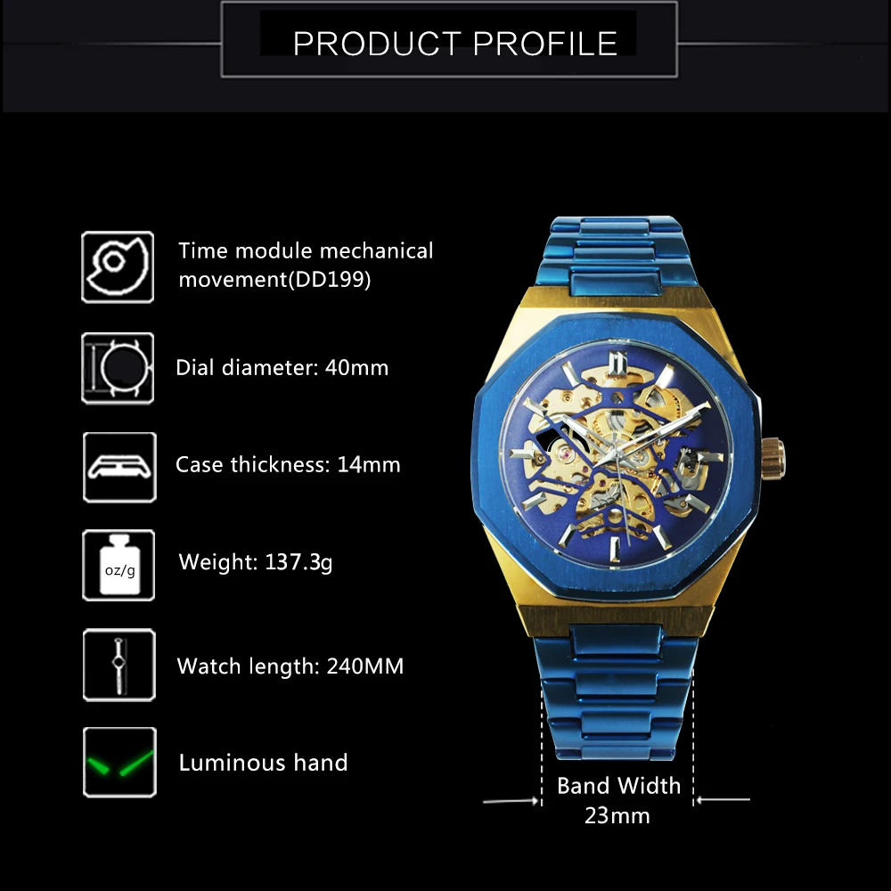 Победитель официальные часы мужские брендовые Роскошные автоматические