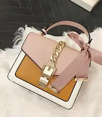 Pink Vfemage, модные дизайнерские женские сумки, маленький лоскут из искусственной кожи, женская сумка на плечо, клатч на цепочке, женская сумка-мессенджер с бантом - Цвет: Pink