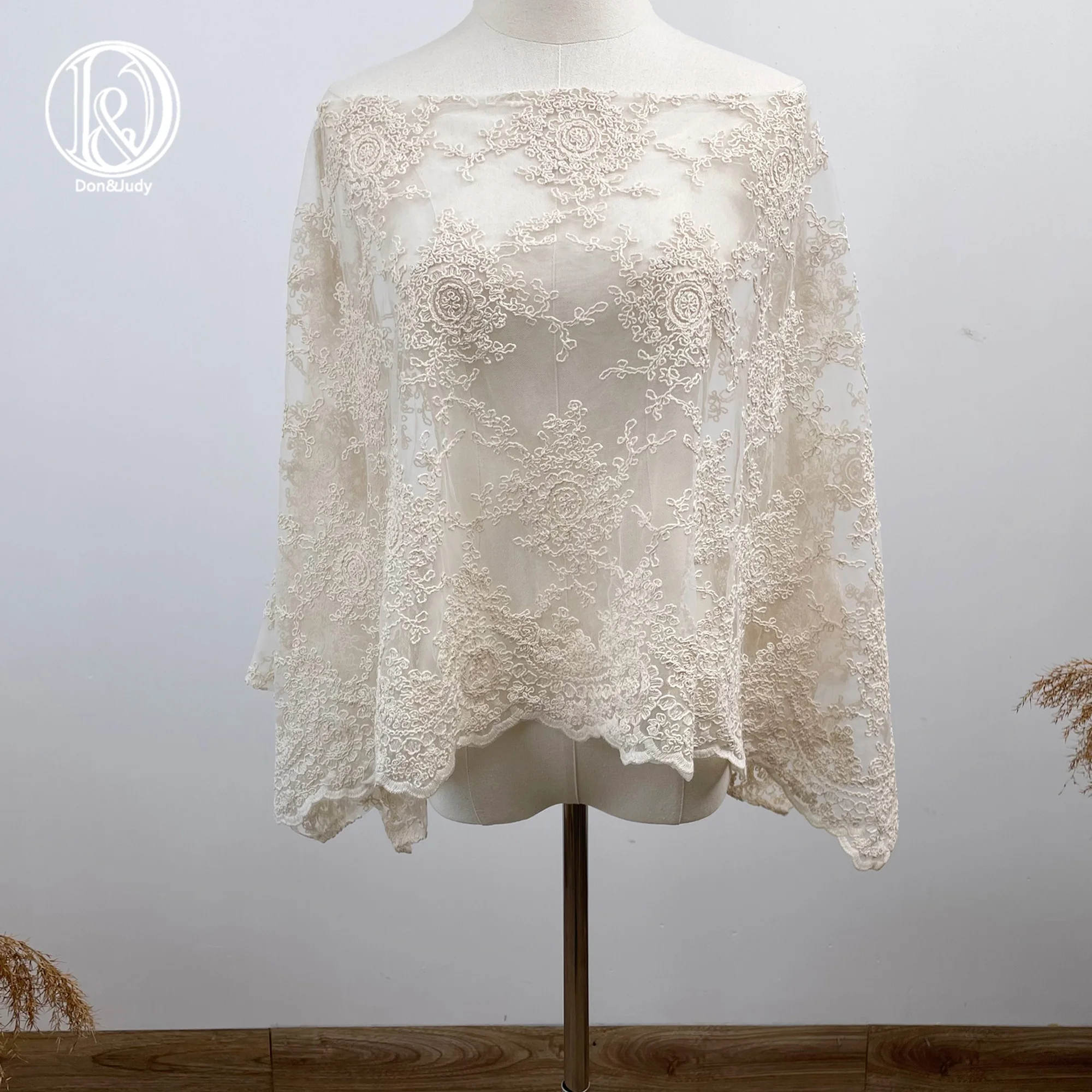 

Don&Judy Boho Embroidery Beige Cape Maternity Dresses Photoshoot for Pregnant Women Tippet Dresses Pregnancy Dress