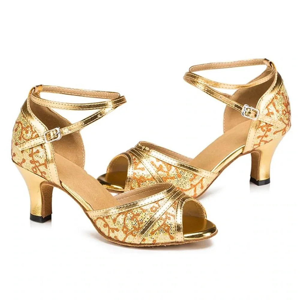 Women latin dance shoes gold glitter salsa Sparkling Glitter 6cm Heel xyd ballroom dance silver shoes wedding sandals