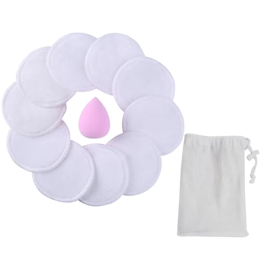 10pcs white Модные виды очищающих подушечек для макияжа, мягкие многоразовые подушечки из бамбукового волокна, моющиеся подушечки для лица и глаз, инструменты для красоты - Цвет: 10pcs white