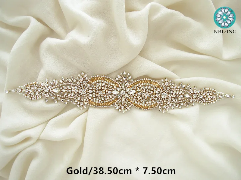 (1PC) Rhineston Bridal belt gold diamante with crystals wedding dress accessories sash for WDD0766 | Свадьбы и торжества