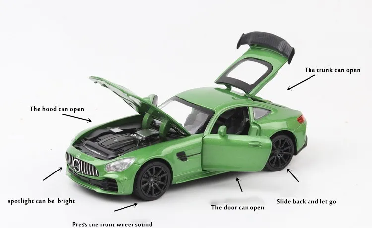 1:32 из сплава Bens GTR AMG оттягивающийся литой под давлением супер модель автомобиля звуковой светильник игрушки для детей Oyuncak Araba подарки на день рождения