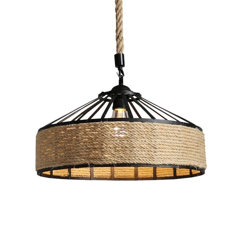 Vintage Hemp Rope Lightning E27 Bulb Industrial Retro Lamp Base Loft Iron Bedroom Dining Room Cafe Bar Deco Pendant Lights | Лампы и